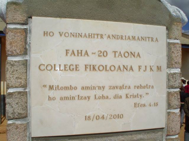 Lycée Fjkm Fikoloana – Takelaka Faha 20 taona
